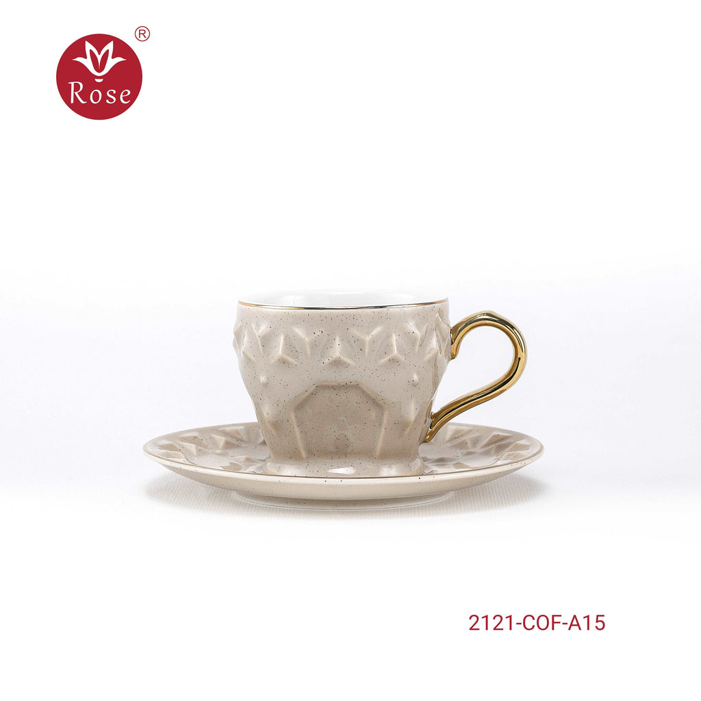 Coffee Cup & Saucer Set 6Pcs - Model 2121 Marble