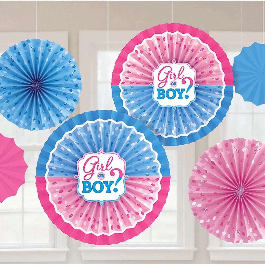 Gender Reveal - Girl Or Boy? Paper Fan Decoration Set