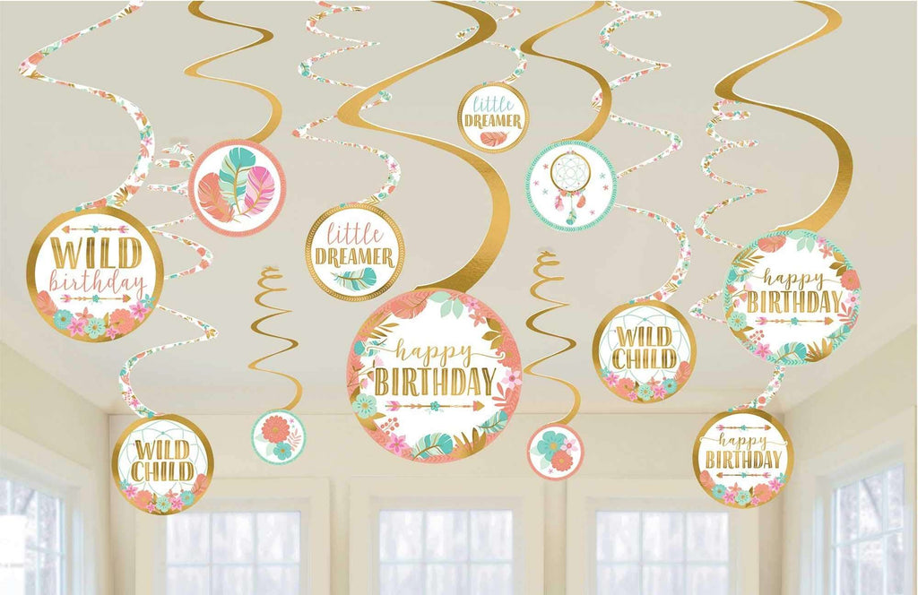 Boho Birthday Spiral Decoration Value Pack