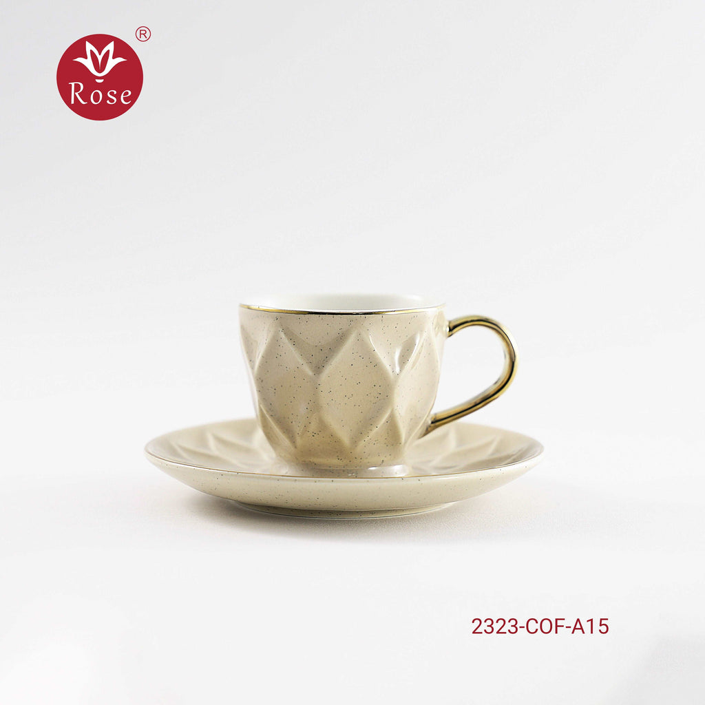 Coffee Cup & Saucer Set 6Pcs - Model 2323 Marble