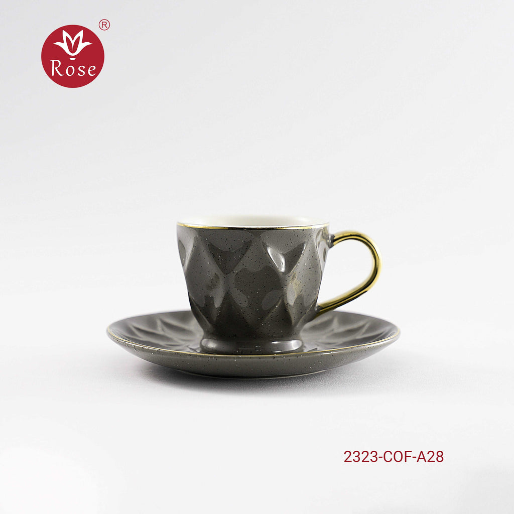 Coffee Cup & Saucer Set 6Pcs - Model 2323 Smokey Grey