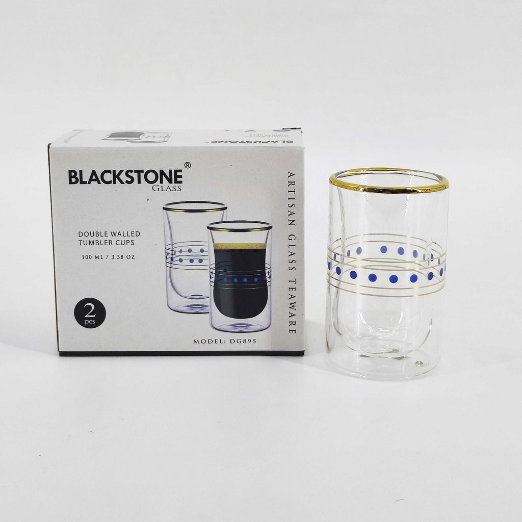 Blackstone Double Wall Tea Cup 100ml Set 2Pcs with Décor